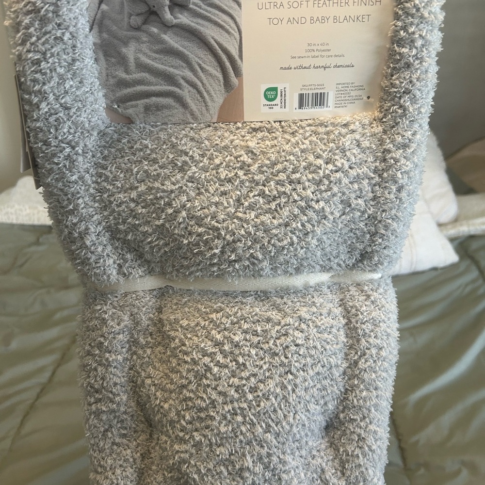 Ultra Soft Gray Elephant Toy and Baby Blanket - Picture 2 of 2
